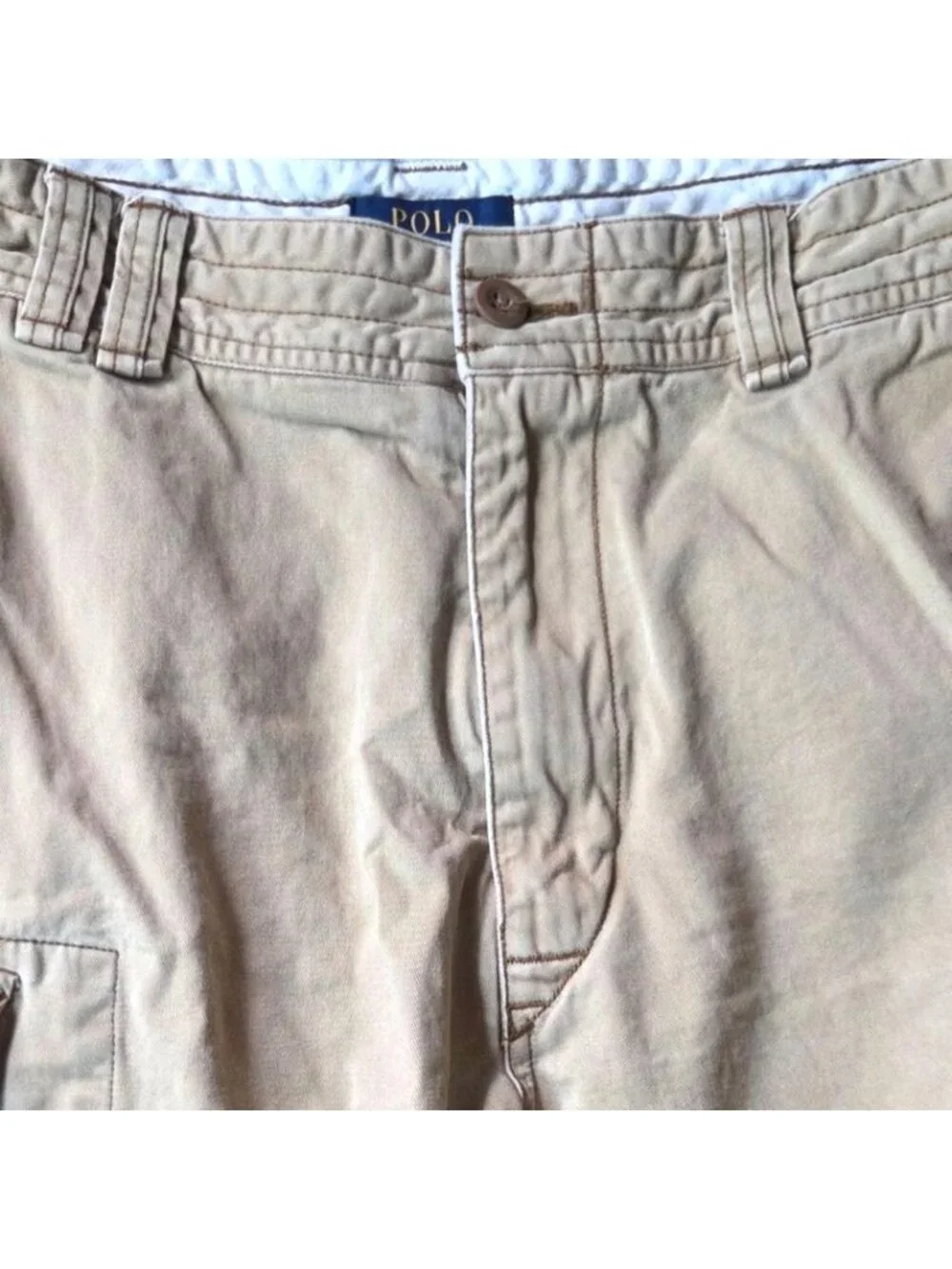 Polo Ralph Lauren Men's Khaki Tan 6 Pocket Casual Outdoor Cargo Shorts Size 36